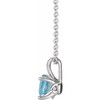 Genuine Aquamarine Necklace in 14 Karat White Gold Aquamarine 16 inch Pendant