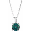 Created Alexandrite Necklace in 14 Karat White Gold Created Alexandrite 16 inch Pendant