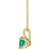 Genuine Emerald Necklace in 14 Karat Yellow Gold Emerald 16 inch Pendant
