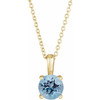 Genuine Aquamarine Necklace in 14 Karat Yellow Gold Aquamarine 16 inch Pendant