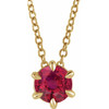 Genuine Ruby Necklace in 14 Karat Yellow Gold Ruby Solitaire 16 to 18 inch Pendant