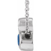 14 Karat White Gold 5x3 mm Oval Lab Grown Blue Sapphire and .03 Carat Natural Diamond 16 inch Pendant