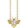 14 Karat Yellow Gold Natural White Sapphire Bee 16 inch Pendant