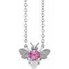 Platinum Natural Pink Sapphire Bee 16 inch Pendant