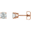 White Diamond Earrings in 14 Karat Rose Gold 1.00 Carat Diamond Earrings