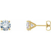 White Diamond Earrings in 14 Karat Yellow Gold 0.50 Carat Diamond 4 prong Cocktail Style