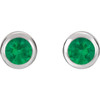 14 Karat White Gold Genuine  Emerald Earrings