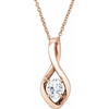 Created Moissanite Necklace in 14 Karat Rose Gold 7x5 mm Oval &trade; Moissanite 16 to 18 inch Pendant