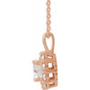 Created Moissanite Necklace in 14 Karat Rose Gold 6.5 mm Round &trade; Moissanite & 0.60 Carat Diamond 16 to 18 inch Pendant