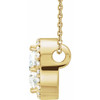 Created Moissanite Necklace in 14 Karat Yellow Gold 5 mm Round &trade; Moissanite & .06 Carat Diamond 16 to 18 inch Pendant