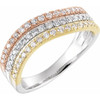 14 Karat White Gold, Yellow, & Rose 0.50 Carat Diamond Stacked Ring