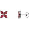 14 Karat White Gold Genuine  Ruby Earrings