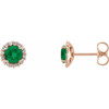 Created Emerald Earrings in 14 Karat Rose Gold  Created Emerald & 0.13 Carat Diamond Earrings