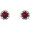 Genuine Ruby Earrings in Platinum Ruby & 0.16 Carat Diamond Earrings