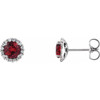 Created Ruby Earrings in 14 Karat White Gold  Created Ruby & 0.16 Carat Diamond Earrings