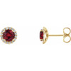 Created Ruby Earrings in 14 Karat Yellow Gold  Created Ruby & 0.16 Carat Diamond Earrings