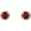 Created Ruby Earrings in 14 Karat Yellow Gold  Created Ruby & 0.16 Carat Diamond Earrings