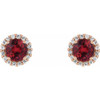Created Ruby Earrings in 14 Karat Rose Gold  Created Ruby & 0.16 Carat Diamond Earrings