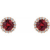 Created Ruby Earrings in 14 Karat Rose Gold  Created Ruby & 0.16 Carat Diamond Earrings