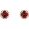 Genuine Ruby Earrings in 14 Karat Rose Gold Ruby & 0.16 Carat Diamond Earrings