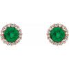 Created Emerald Earrings in 14 Karat Rose Gold  Created Emerald & 0.16 Carat Diamond Earrings