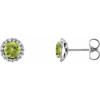 Genuine Peridot set in Sterling Silver and 0.16 Carat Diamond Earrings