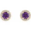 Genuine Amethyst Earrings in 14 Karat Yellow Gold Amethyst & 1/6 Carat Diamond Earrings