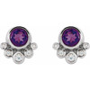 Genuine Amethyst Earrings in Sterling Silver Amethyst & 1/8 Carat Diamond Earrings
