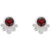 Red Garnet Earrings in Sterling Silver Mozambique Garnet & 0.13 Carat Diamond Earrings