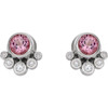 Pink Tourmaline Earrings in Sterling Silver Pink Tourmaline and 0.13 Carat Diamonds