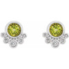 Peridot Earrings in 14 Karat White Gold and 0.13 Carat Diamonds