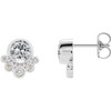 Genuine White Sapphire Earrings in Platinum Sapphire and 0.13 Carat Diamonds