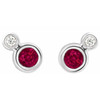Created Ruby Earrings in 14 Karat White Gold Created Ruby and 0.13 Carat Diamond Earrings