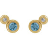 Genuine Aquamarine Earrings in 14 Karat Yellow Gold Aquamarine and 0.13 Carat Diamond Earrings