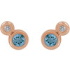 Genuine Aquamarine Earrings in 14 Karat Rose Gold Aquamarine and 0.13 Carat Diamond Earrings