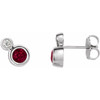 Created Ruby Earrings in Platinum Created Ruby and 0.13 Carat Diamond Earrings
