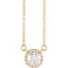 White Diamond Necklace in 14 Karat Yellow Gold 0.33 Carat Diamond 16 inch Pendant
