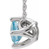 Genuine Aquamarine Necklace in 14 Karat White Gold Aquamarine Solitaire 16 to 18 inch Pendant