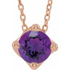 Genuine Amethyst Necklace in 14 Karat Rose Gold Amethyst Solitaire 16 to 18 inch Pendant
