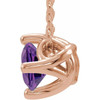 Genuine Amethyst Necklace in 14 Karat Rose Gold Amethyst Solitaire 16 to 18 inch Pendant