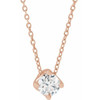 White Diamond Necklace in 14 Karat Rose Gold 0.50 Carat Diamond Solitaire 16 to 18 inch Pendant