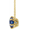Lab Blue Sapphire Necklace in 14 Karat Yellow Gold Solitaire 18 inch Pendant