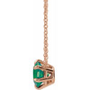 Created Emerald Necklace in 14 Karat Rose Gold Emerald Solitaire 16" Necklace