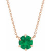 Created Emerald Necklace in 14 Karat Rose Gold Emerald Solitaire 18" Necklace