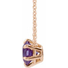 Genuine Amethyst Necklace in 14 Karat Rose Gold Amethyst Solitaire 18 inch Pendant