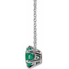 Genuine Emerald Necklace in Platinum Emerald Solitaire 16 inch Necklace
