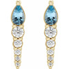 Genuine Aquamarine Earrings in 14 Karat Yellow Gold Aquamarine & 0.25 Carat Diamond Earrings