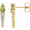 Genuine Peridot set in 14 Karat Yellow Gold and 0.25 Carat Diamond Earrings