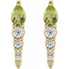 Genuine Peridot set in 14 Karat Yellow Gold and 0.25 Carat Diamond Earrings