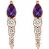 Genuine Amethyst Earrings in 14 Karat Rose Gold Amethyst & 1/4 Carat Diamond Earrings